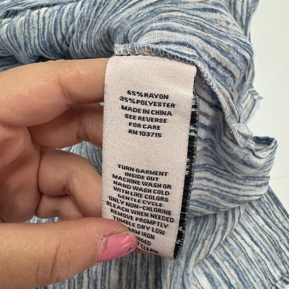 Nanette Lepore Top Womens Medium Blue Striped Collared Tunic Blouse Coastal - Picture 4 of 7